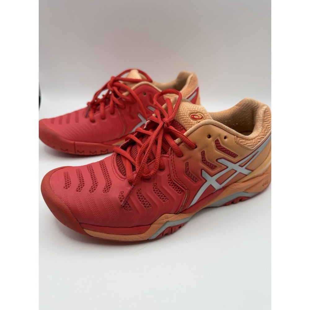 ASICS Gel Resolution 7 Women's Tennis Shoes Coral Orange Pink Sneakers Size 8 - Picture 3 of 6